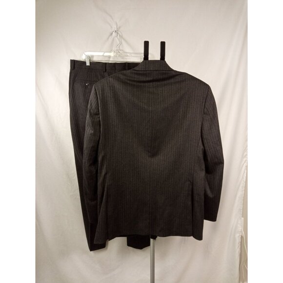 Jos. A. Bank Grey Pinstriped Tailored Fit Suit Set 42R/36 Waist - Picture 2 of 12